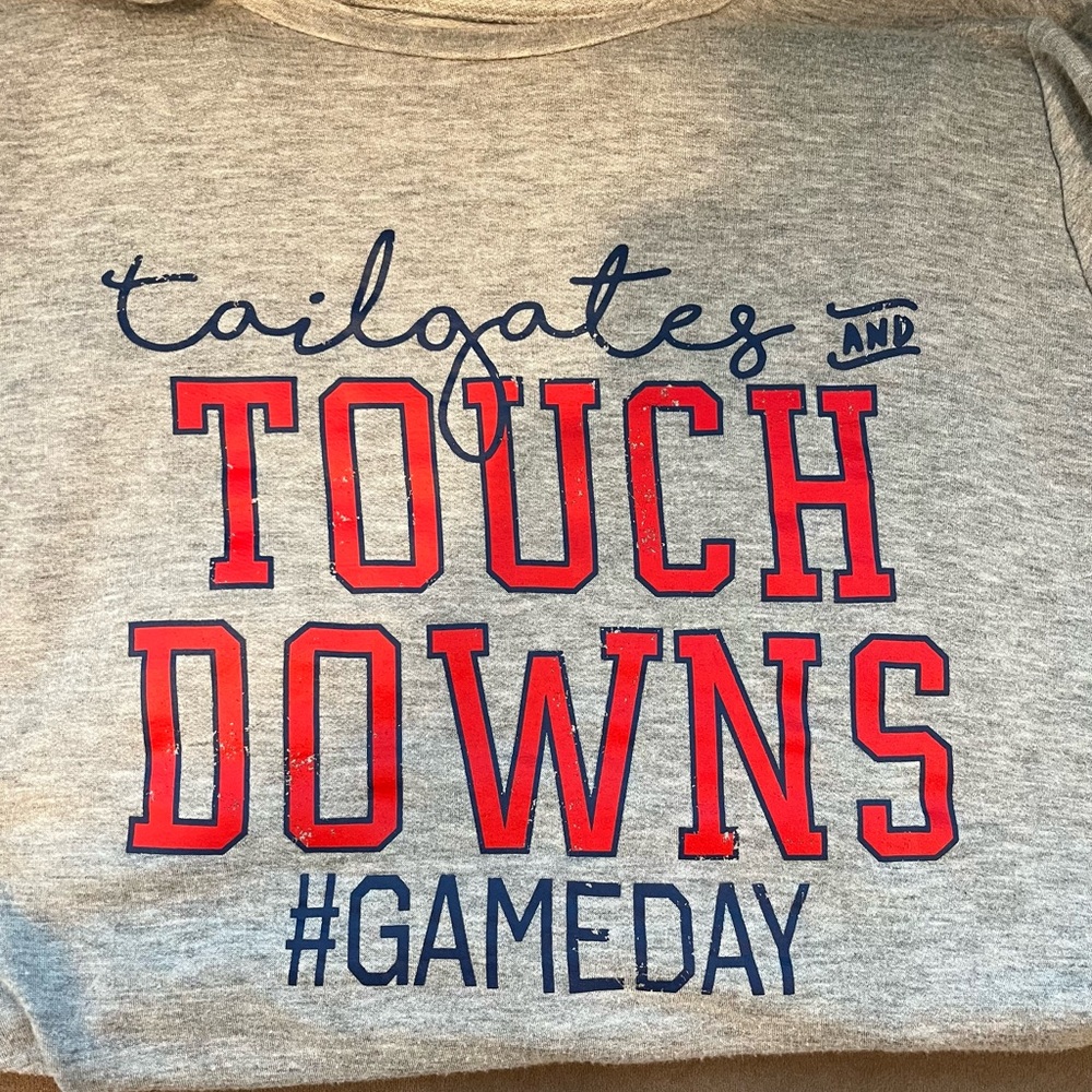 Gray Long Sleeve 'Tailgates and Touchdowns' Graphic Tee